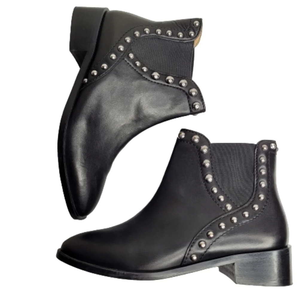 Zara Black Studded Booties - Picture 1 of 13